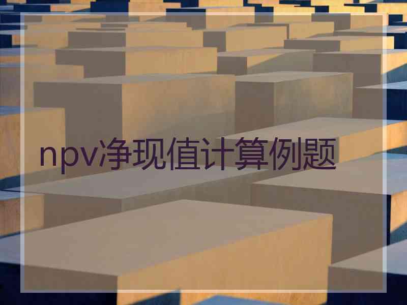 npv净现值计算例题