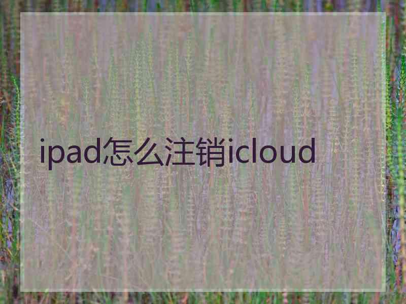 ipad怎么注销icloud