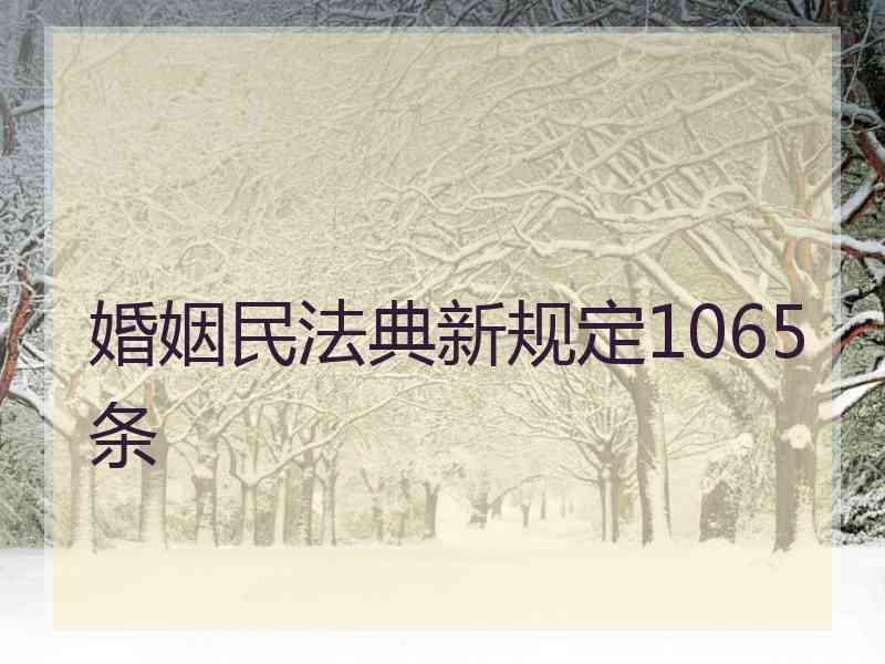 婚姻民法典新规定1065条