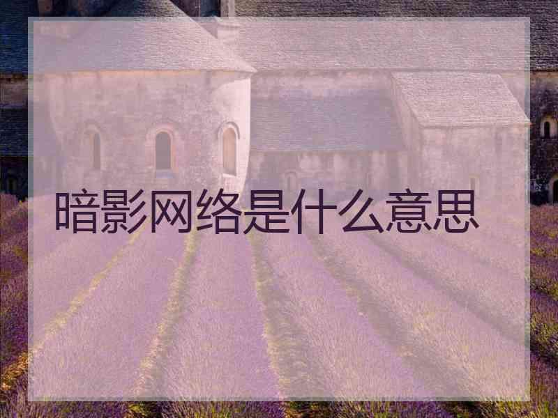 暗影网络是什么意思