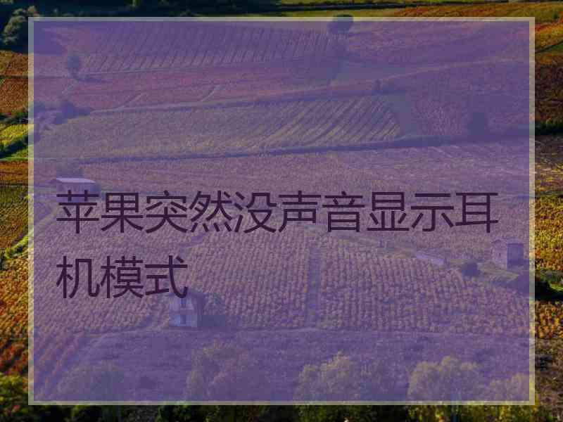 苹果突然没声音显示耳机模式