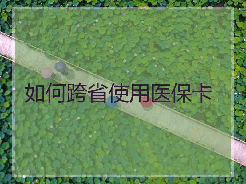如何跨省使用医保卡