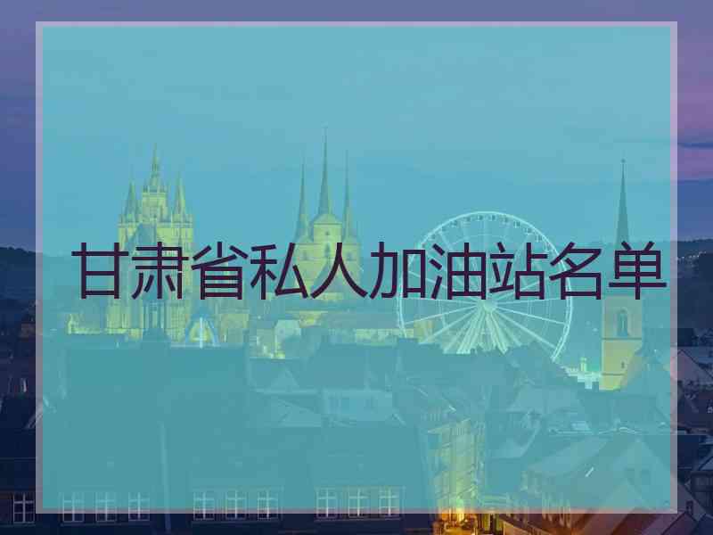 甘肃省私人加油站名单