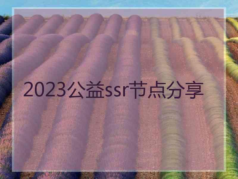 2023公益ssr节点分享