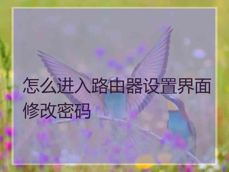 怎么进入路由器设置界面修改密码