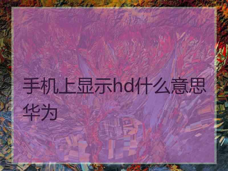 手机上显示hd什么意思华为