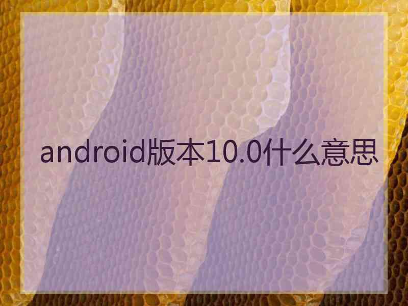 android版本10.0什么意思