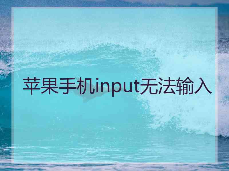 苹果手机input无法输入