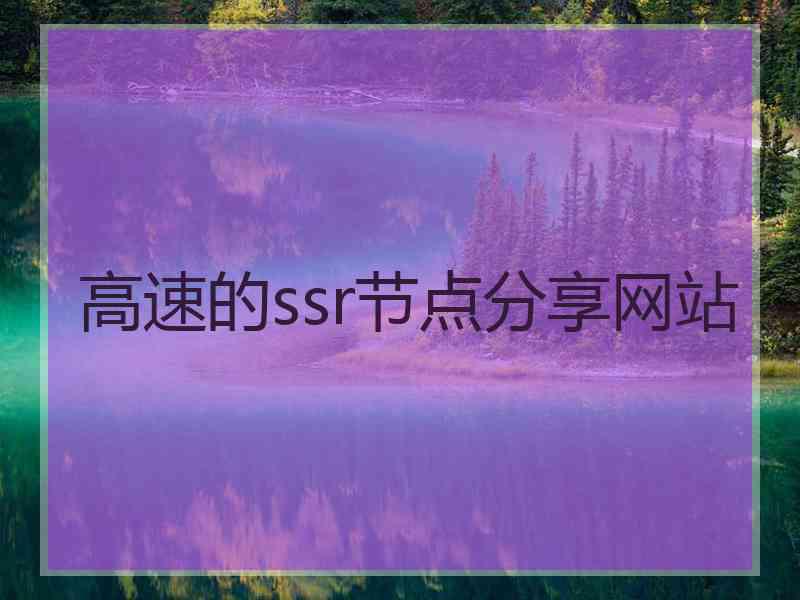 高速的ssr节点分享网站