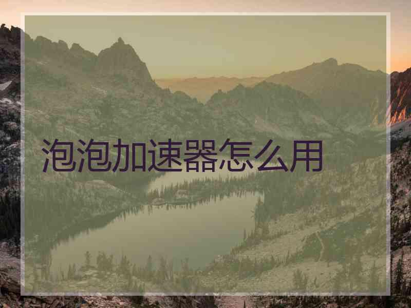 泡泡加速器怎么用