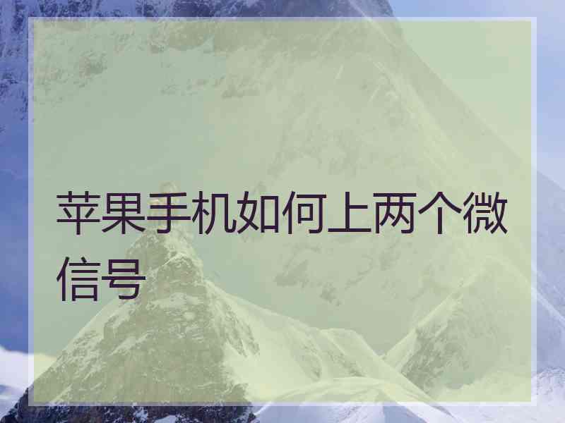 苹果手机如何上两个微信号
