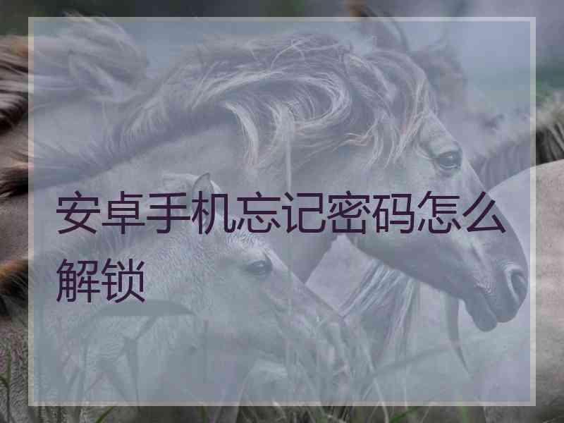 安卓手机忘记密码怎么解锁