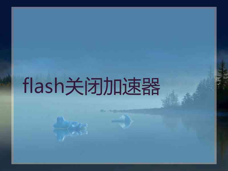 flash关闭加速器