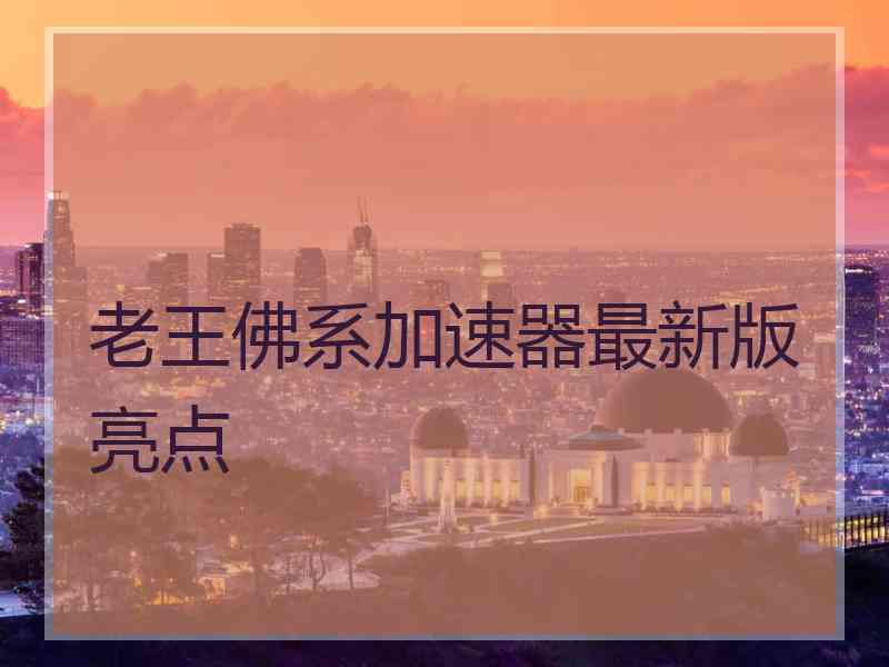 老王佛系加速器最新版亮点