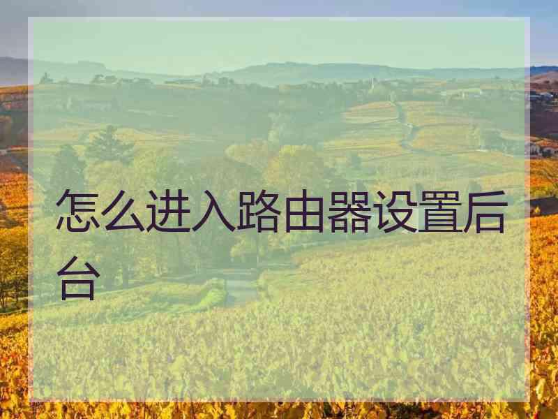 怎么进入路由器设置后台