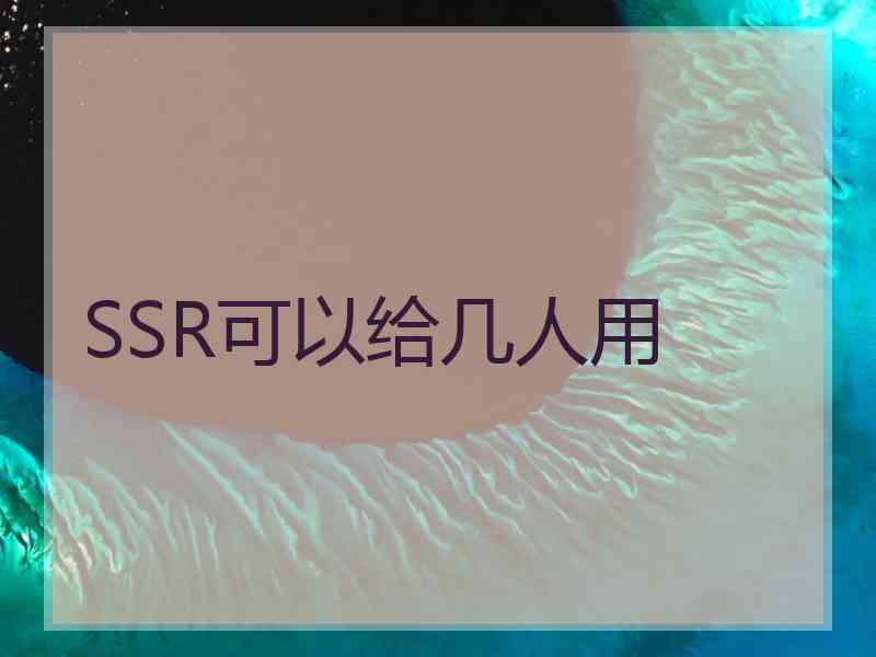 SSR可以给几人用