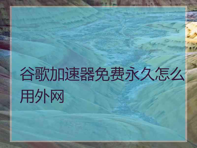 谷歌加速器免费永久怎么用外网