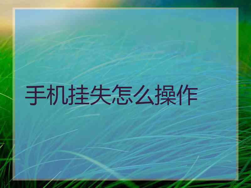 手机挂失怎么操作