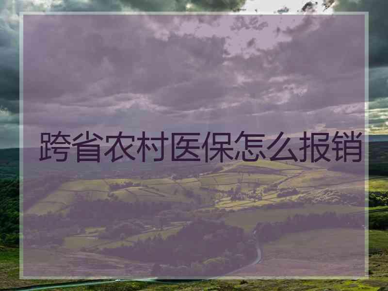 跨省农村医保怎么报销