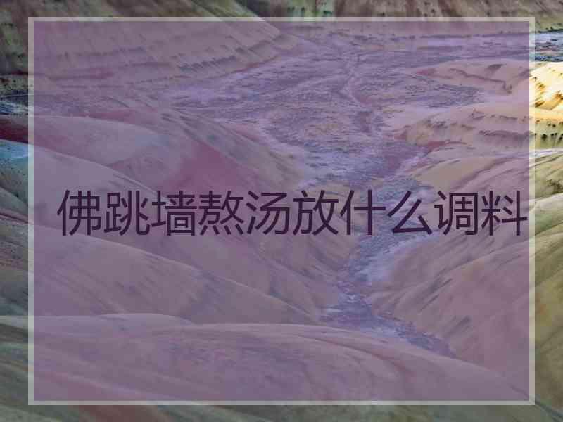 佛跳墙熬汤放什么调料