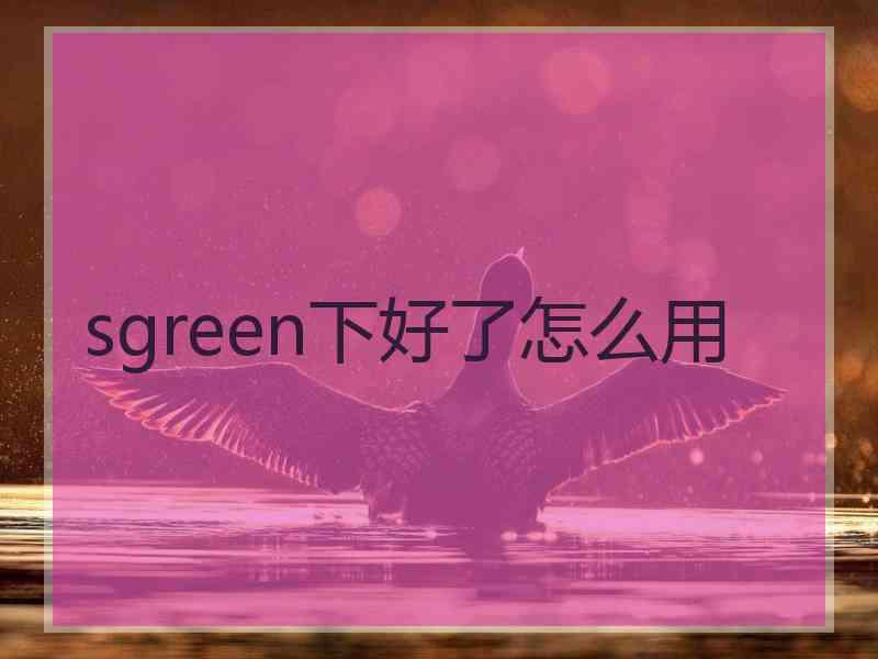 sgreen下好了怎么用