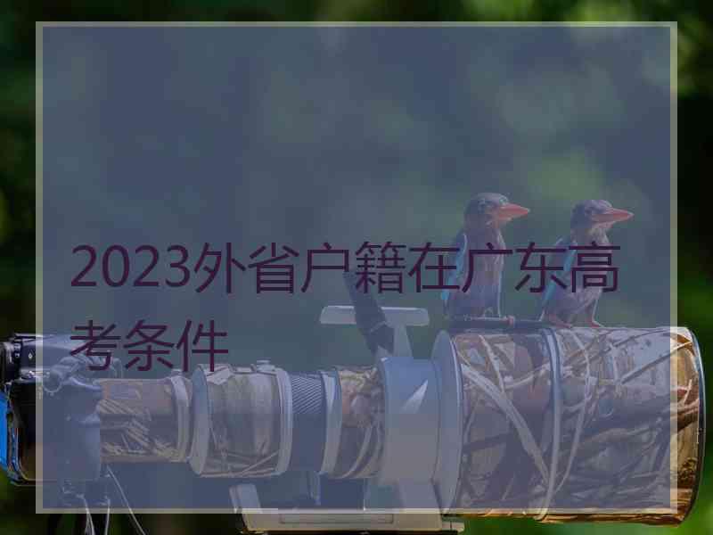 2023外省户籍在广东高考条件