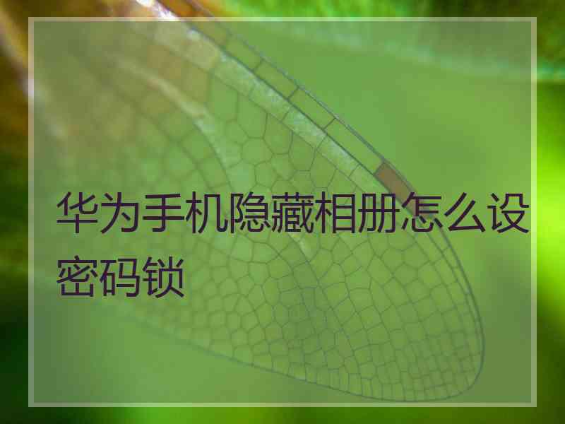 华为手机隐藏相册怎么设密码锁