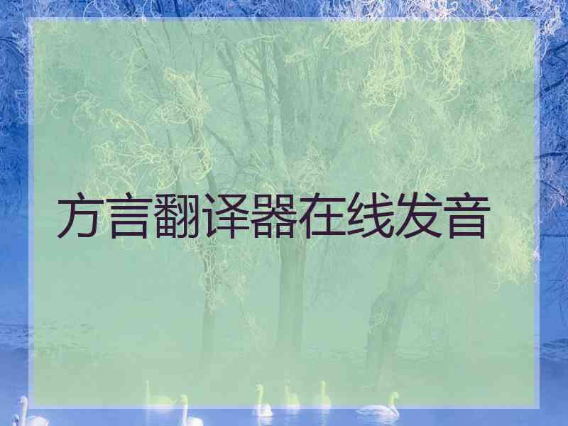 方言翻译器在线发音
