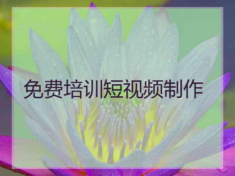 免费培训短视频制作