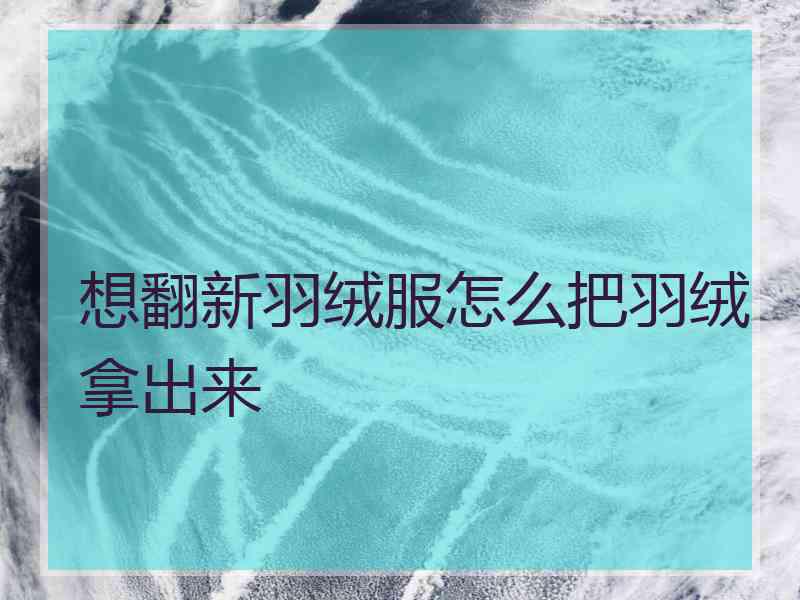 想翻新羽绒服怎么把羽绒拿出来