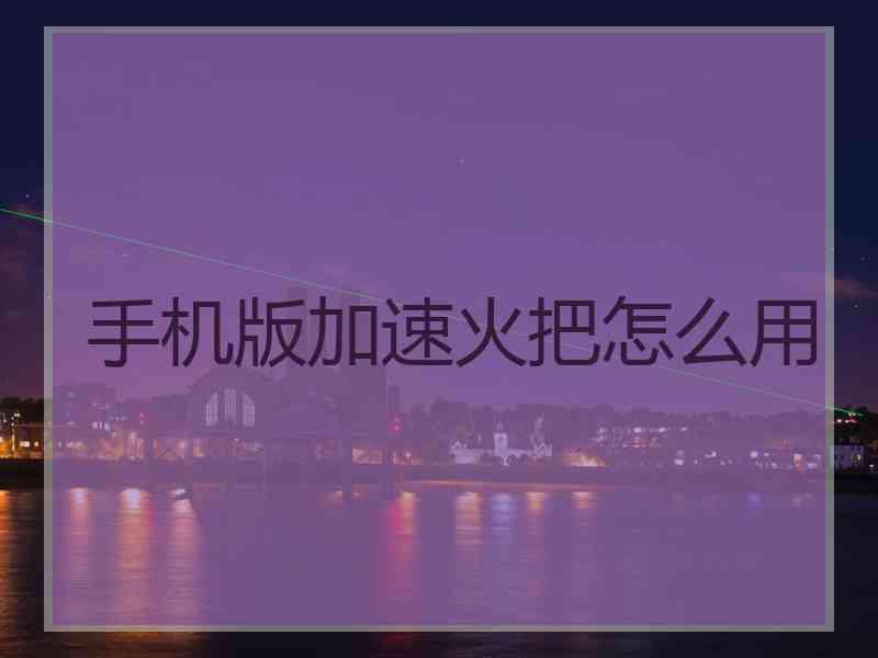 手机版加速火把怎么用
