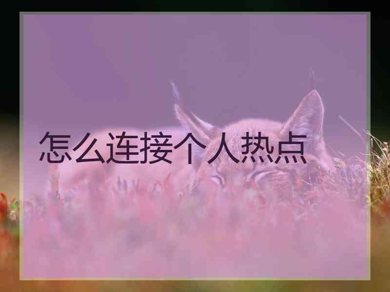 怎么连接个人热点