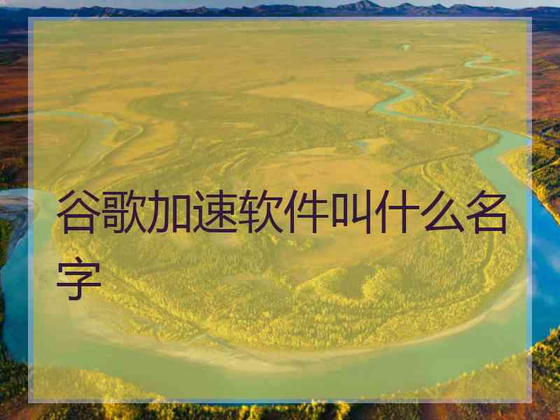 谷歌加速软件叫什么名字