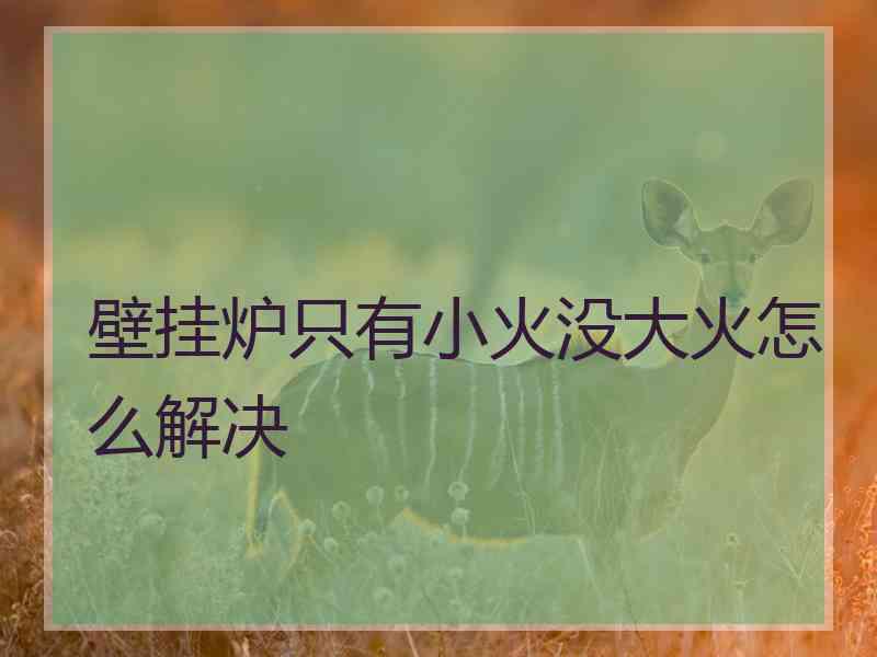 壁挂炉只有小火没大火怎么解决
