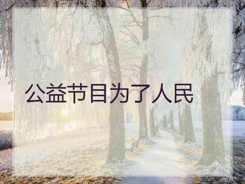 公益节目为了人民