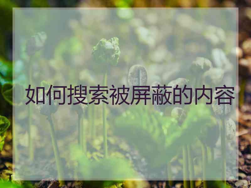 如何搜索被屏蔽的内容