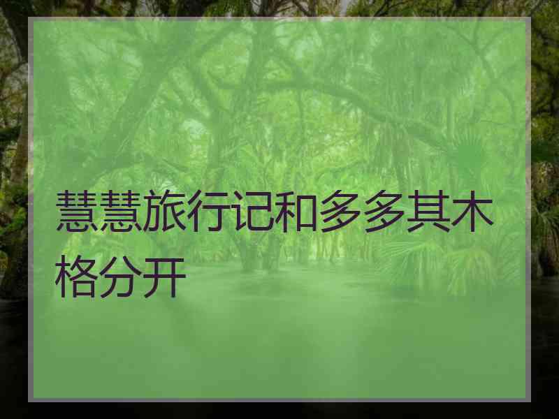 慧慧旅行记和多多其木格分开