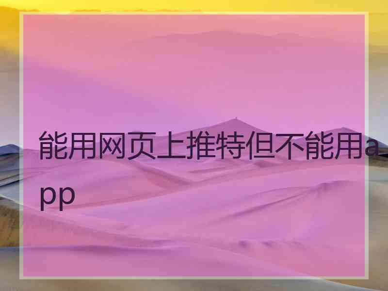 能用网页上推特但不能用app