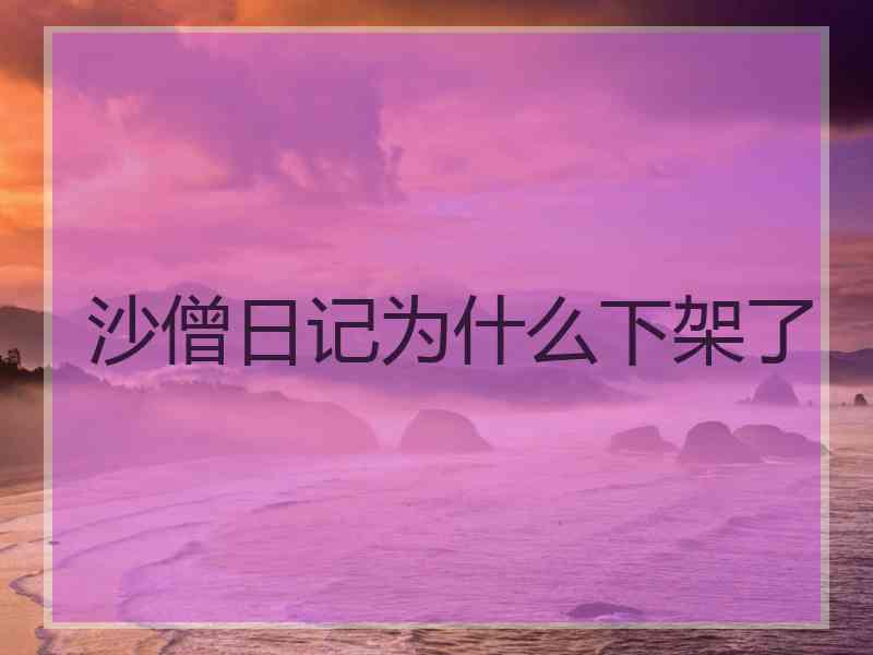 沙僧日记为什么下架了
