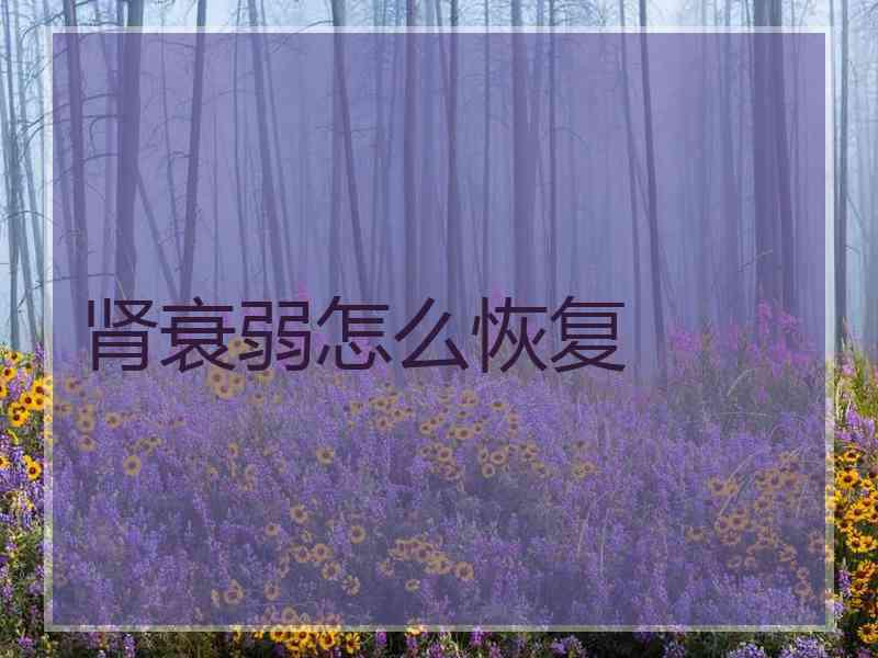 肾衰弱怎么恢复
