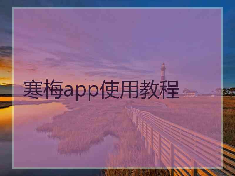 寒梅app使用教程